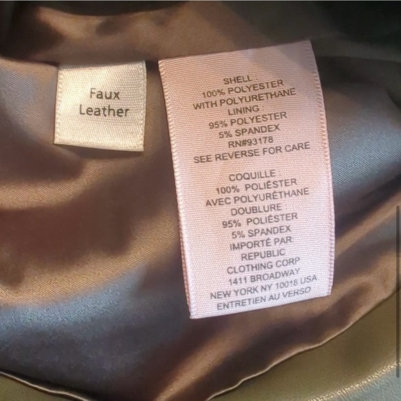 Nordstrom brand Philosophy Faux Leather Jacket Cropped Sage Olive Green - Picture 4 of 6